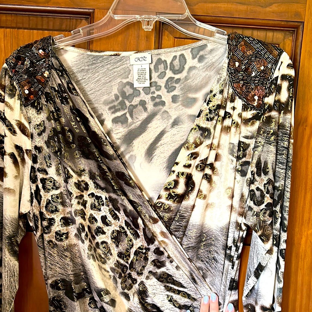 Caché leopard wrap dress